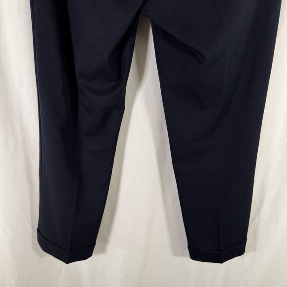 Loft Dress Pants Women's Petite 4 Blue Tie Waist Cuffed Hem Zip Button Slim Leg - Picture 11 of 12